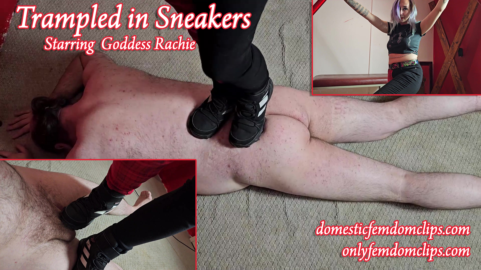 Trampled in Sneakers title slide - Trampled in Sneakers by Goddess Rachie